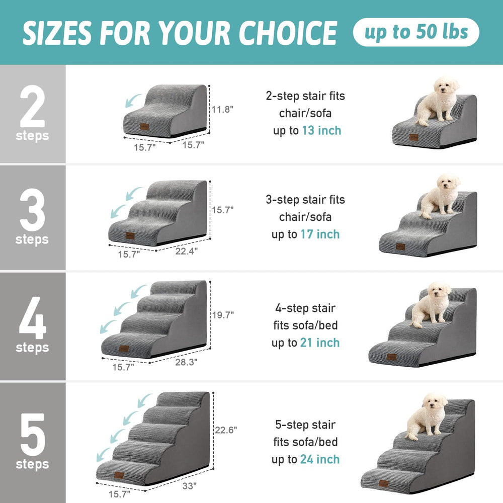 COZY KISS bed-edge stairs help pets reach sofas safely and comfortably.