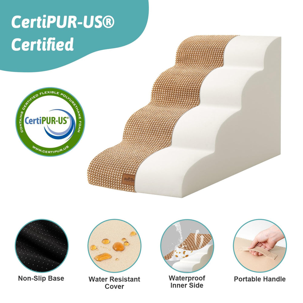COZY KISS dog stairs claw-friendly fabric on sides for durability.