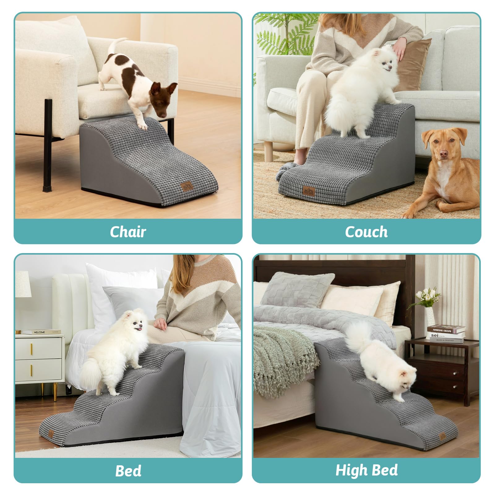 COZY KISS dog stairs compact-storage saves space when not in use.