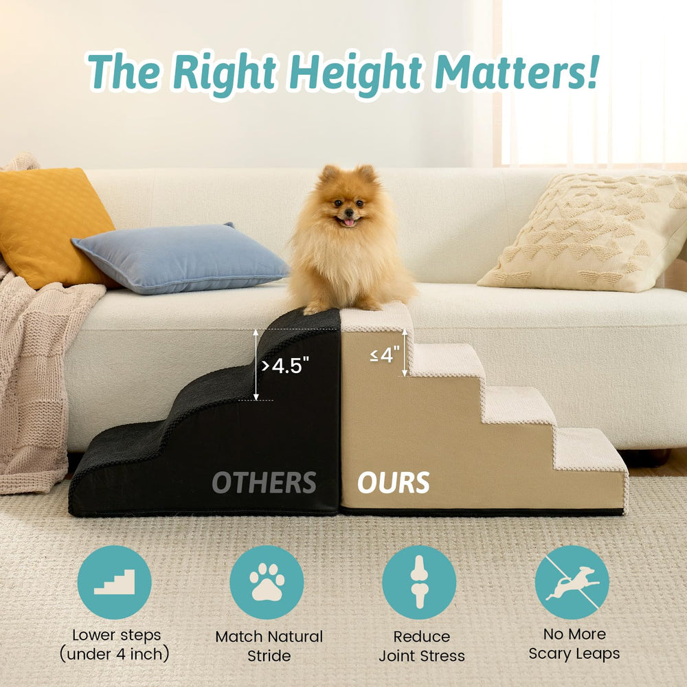 COZY KISS dog stairs corduroy surface provides secure footing and reduces slips
