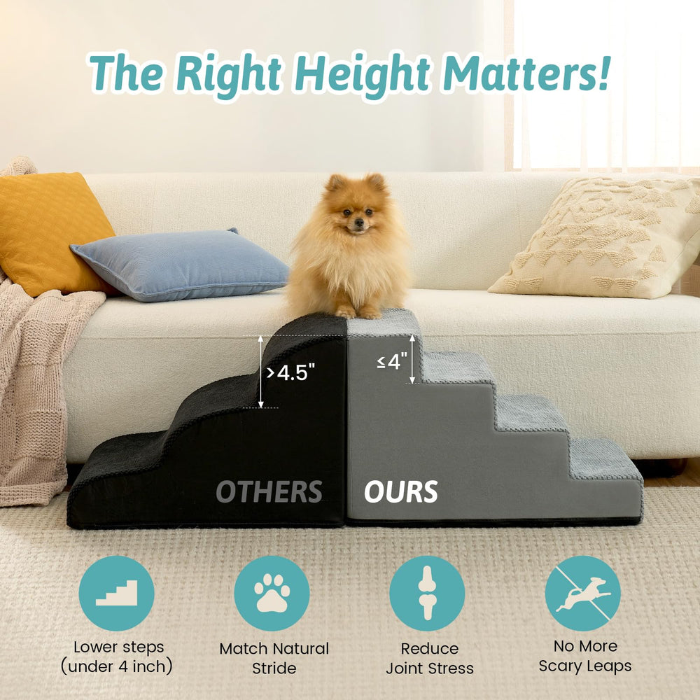 COZY KISS dog stairs aiding couch access with stable footing