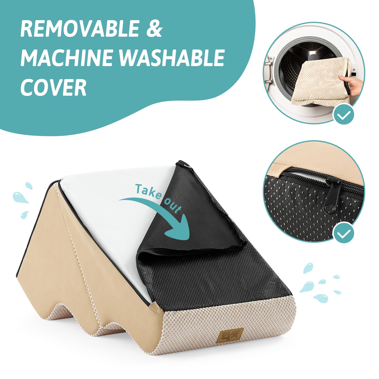 COZY KISS removable outer cover is machine washable for easy care.