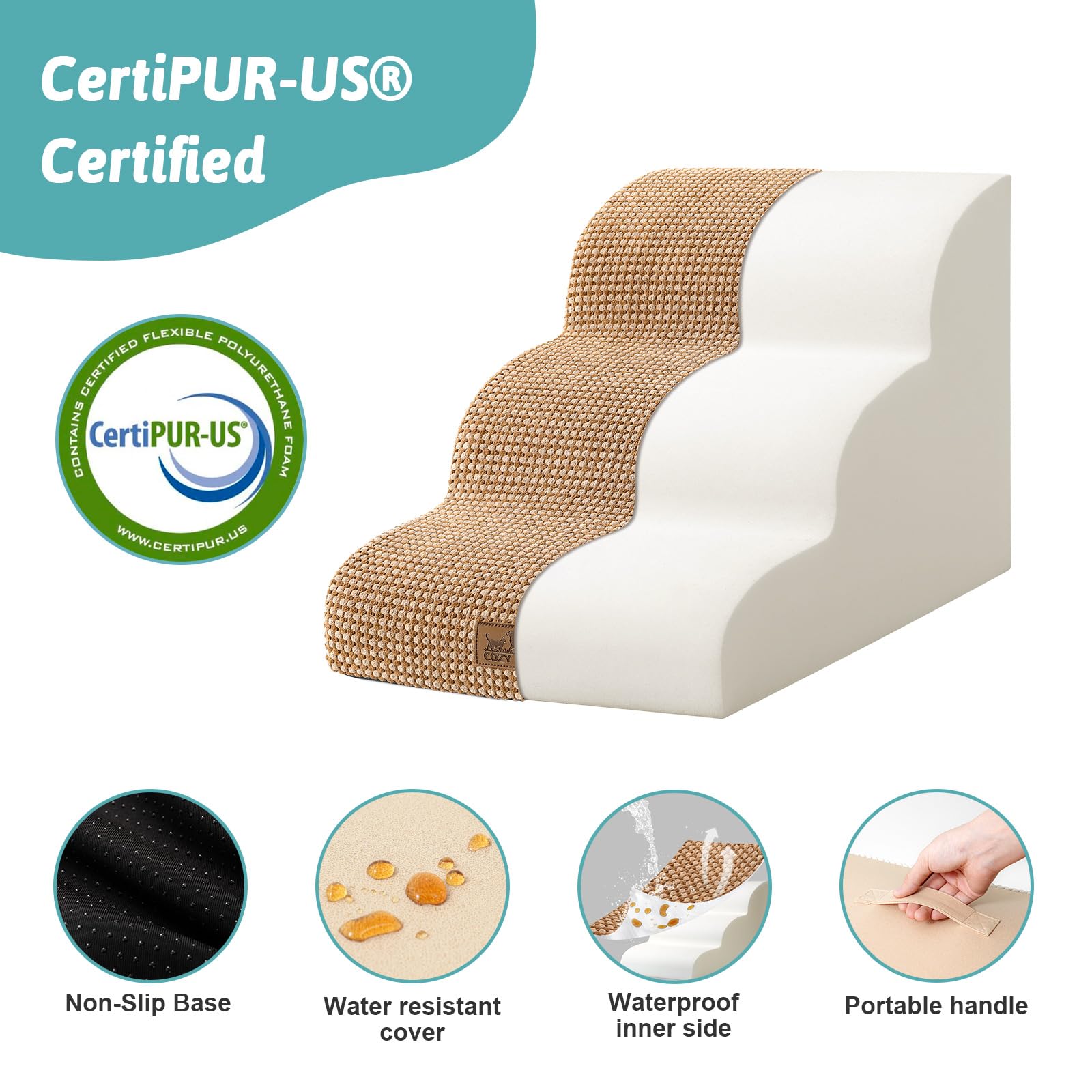 COZY KISS washable cover with TPU layer keeps stairs clean.