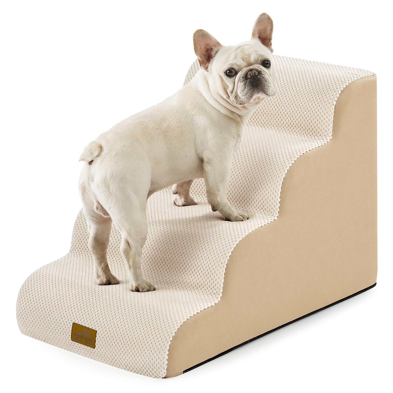 COZY KISS dog stairs curved design for easy sofa access.