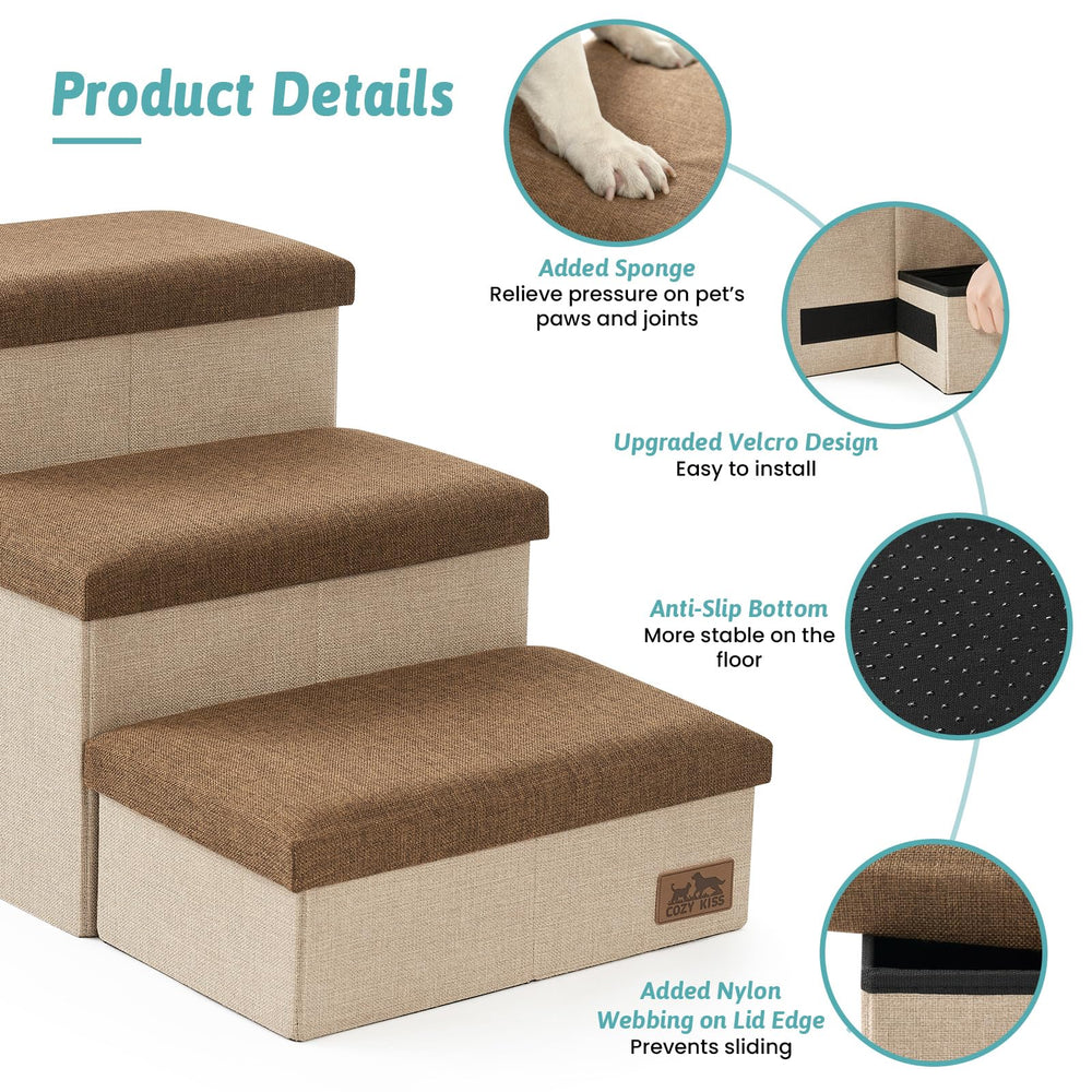 COZY KISS dog stairs easy to assemble for quick setup.