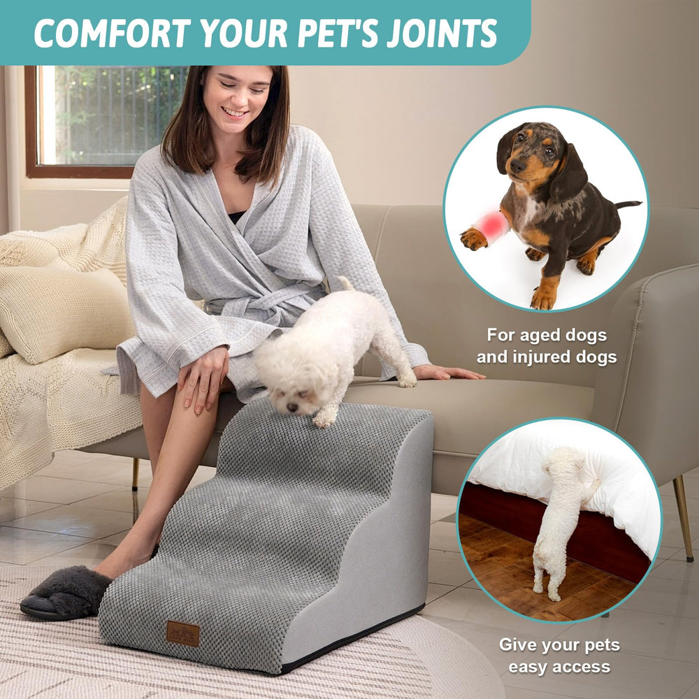 COZY KISS dog stairs using high-density foam for durable, cushioned steps