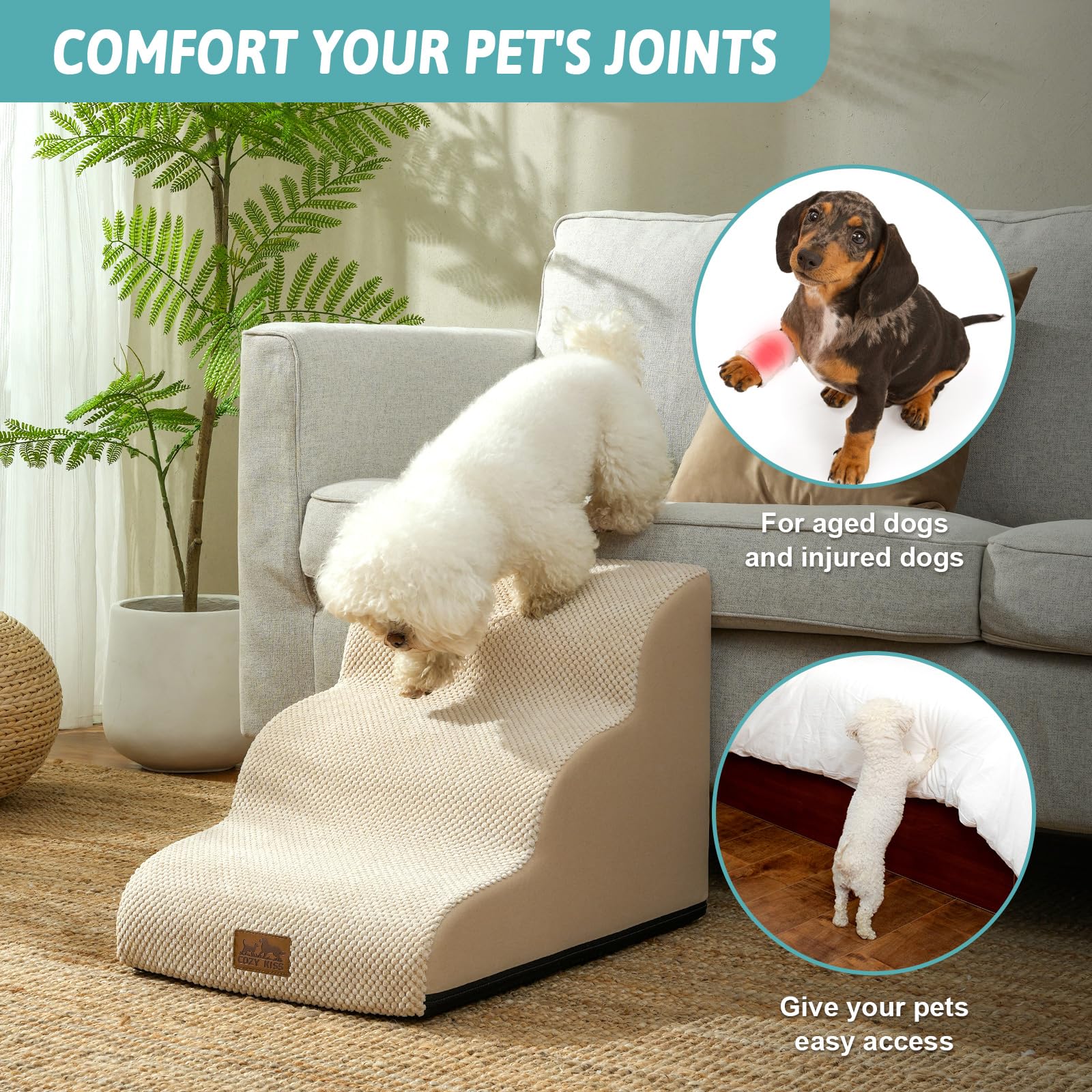 COZY KISS high-density foam steps cushion joints during climbs and jumps.