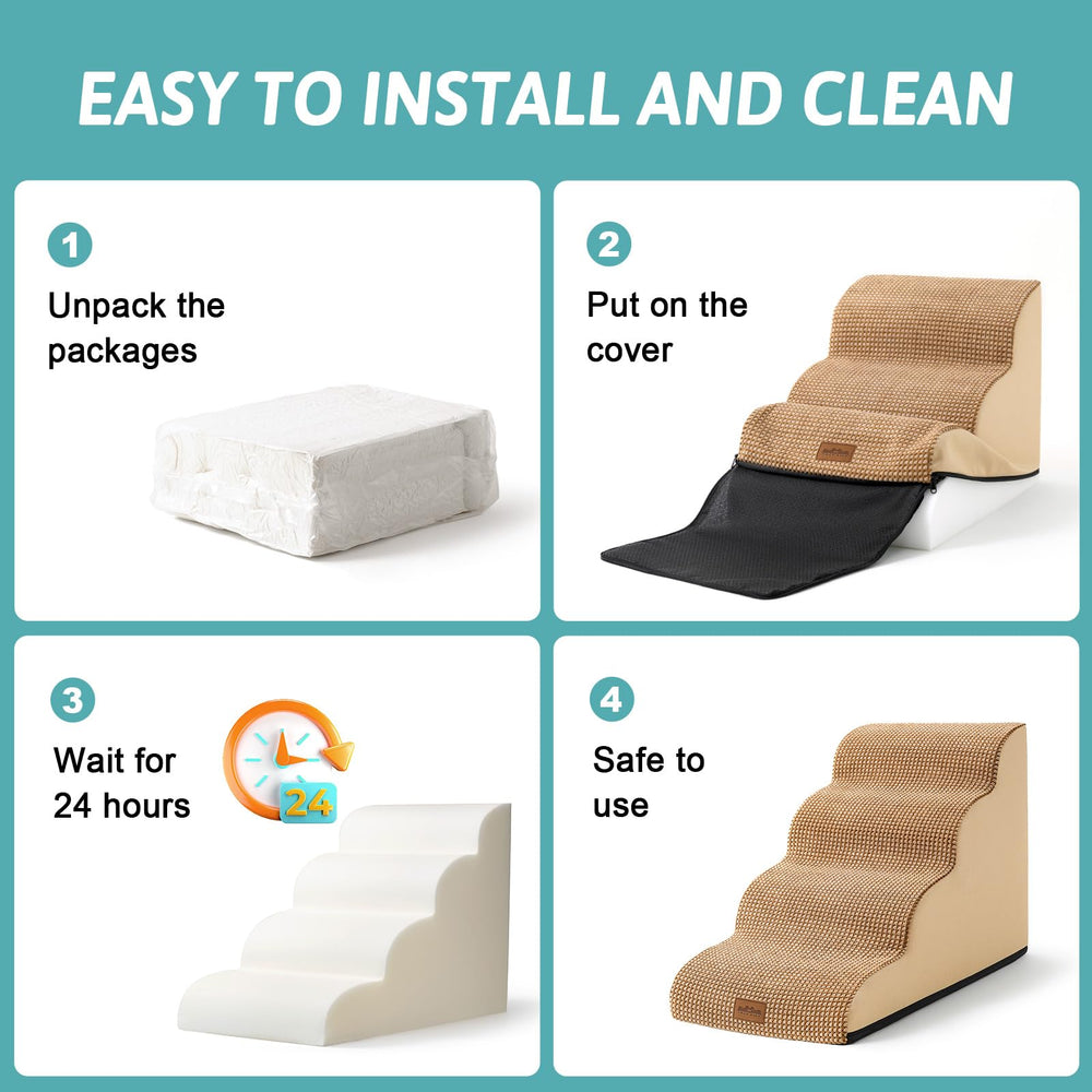 COZY KISS dog stairs leakproof cover keeps messes contained during use.