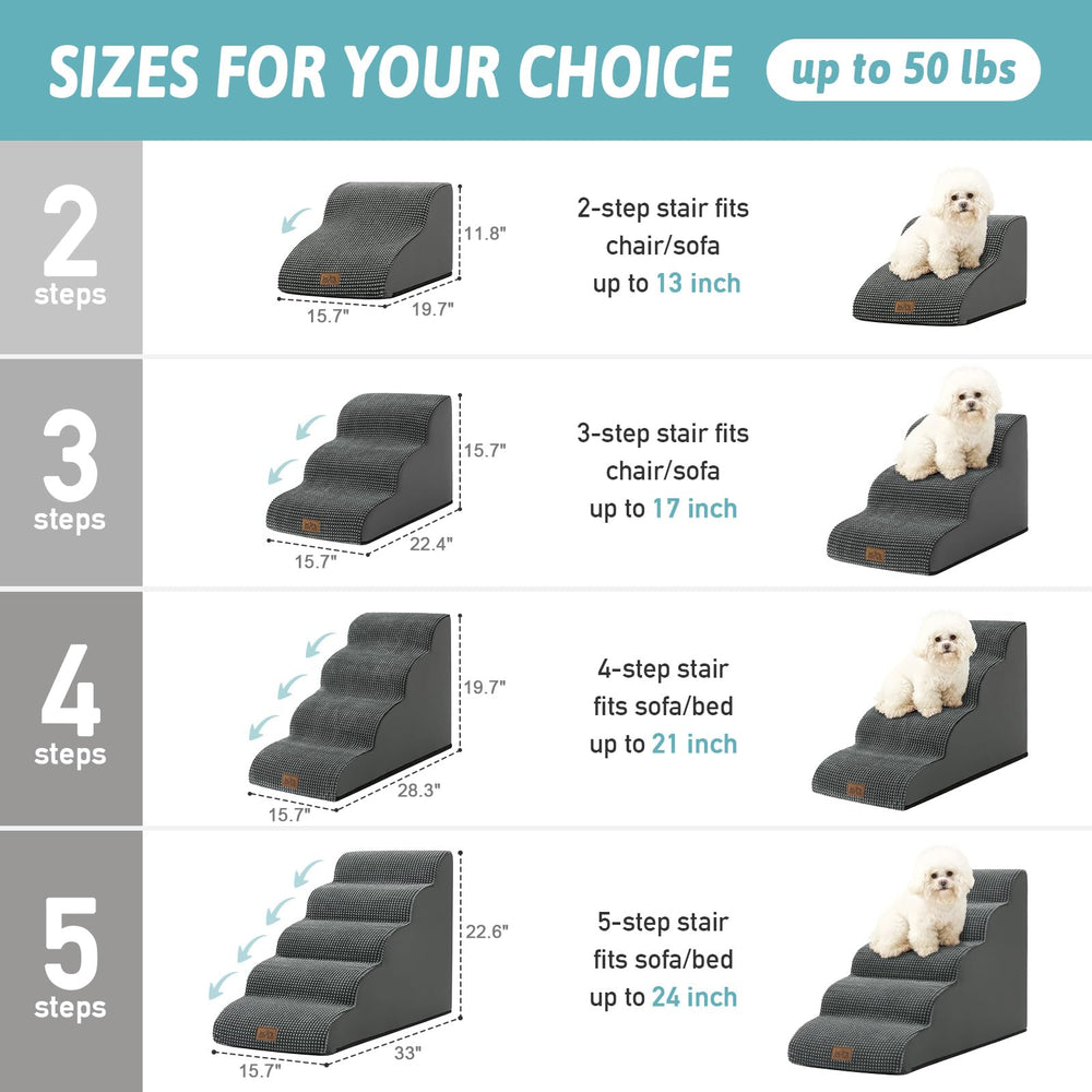 COZY KISS dog stairs non-slip base keeps pets steady on furniture.