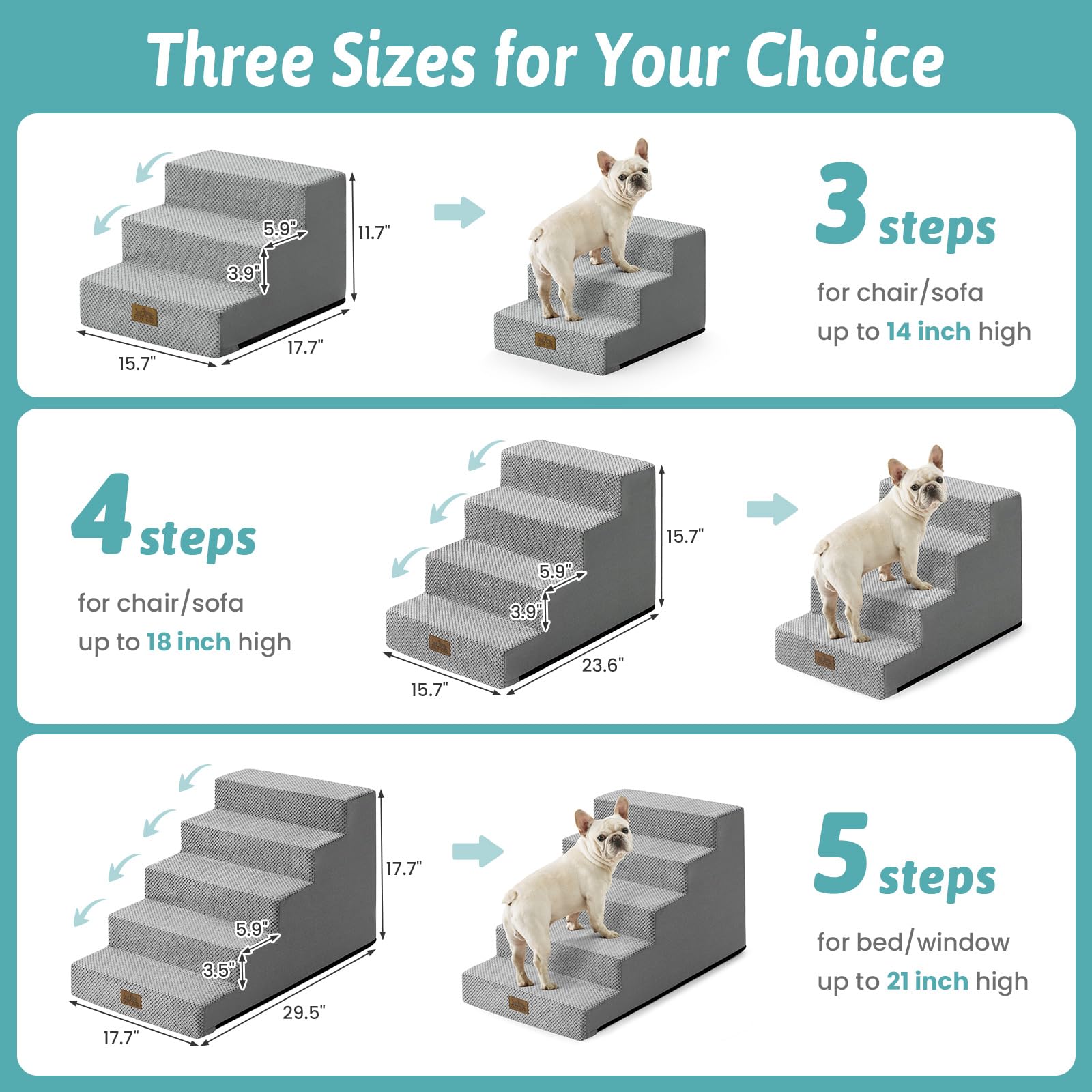 COZY KISS dog stairs on wood floor showing non-slip base