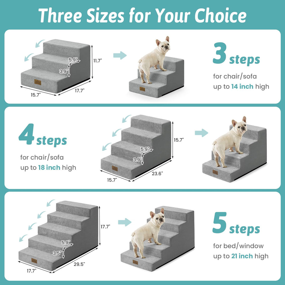 COZY KISS dog stairs on wood floor showing non-slip base