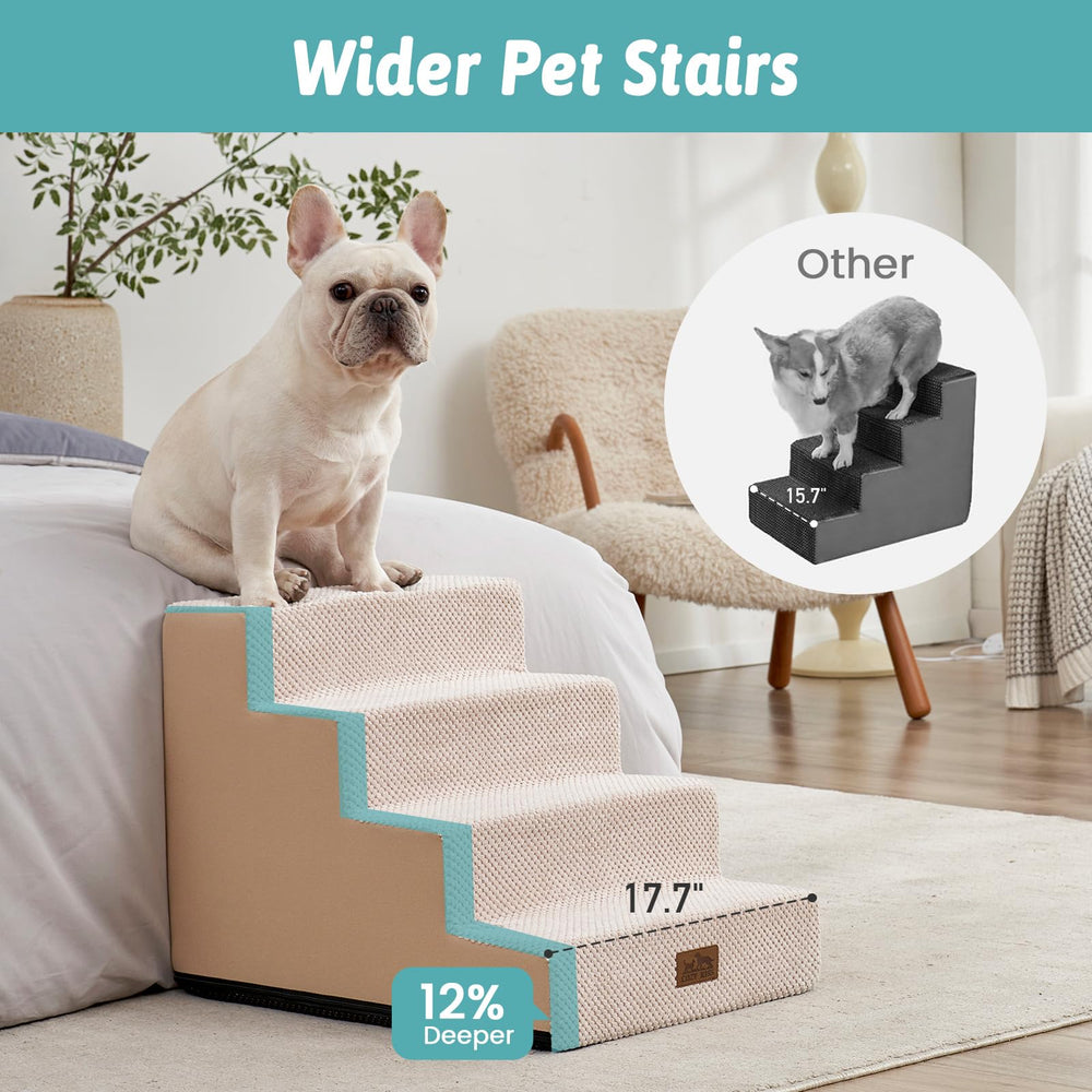 Non-slip base keeps COZY KISS dog stairs steady during use.