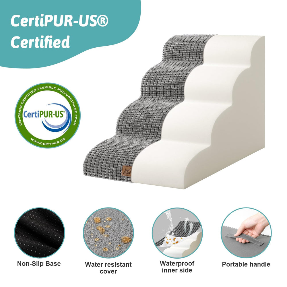 COZY KISS dog stairs non-slip-base ensure steady footing on hardwood or carpet.