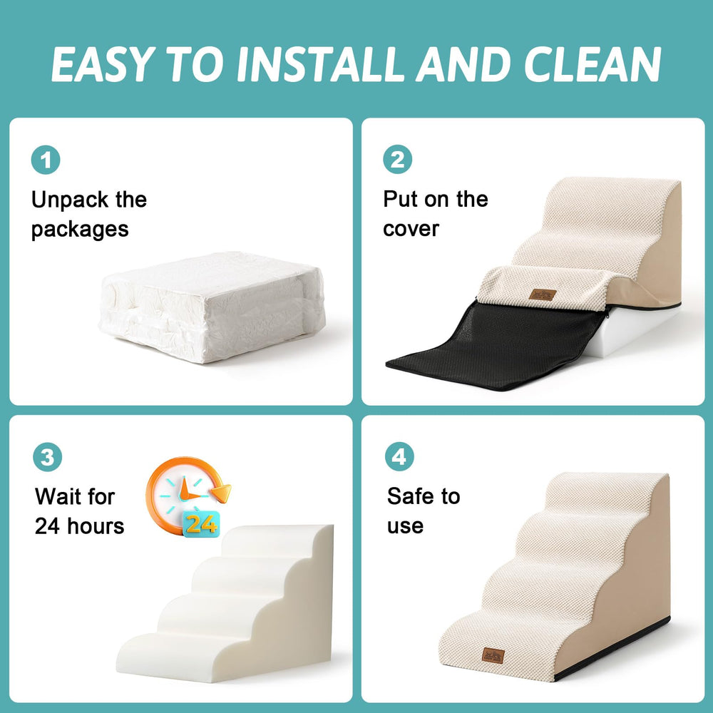 COZY KISS dog stairs portable handle for easy transport.