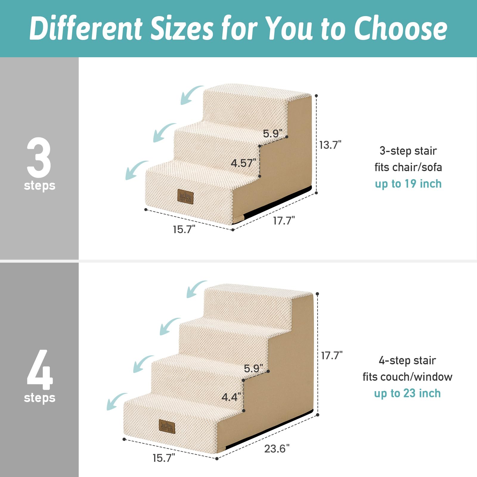 COZY KISS dog stairs removable cover for easy cleaning