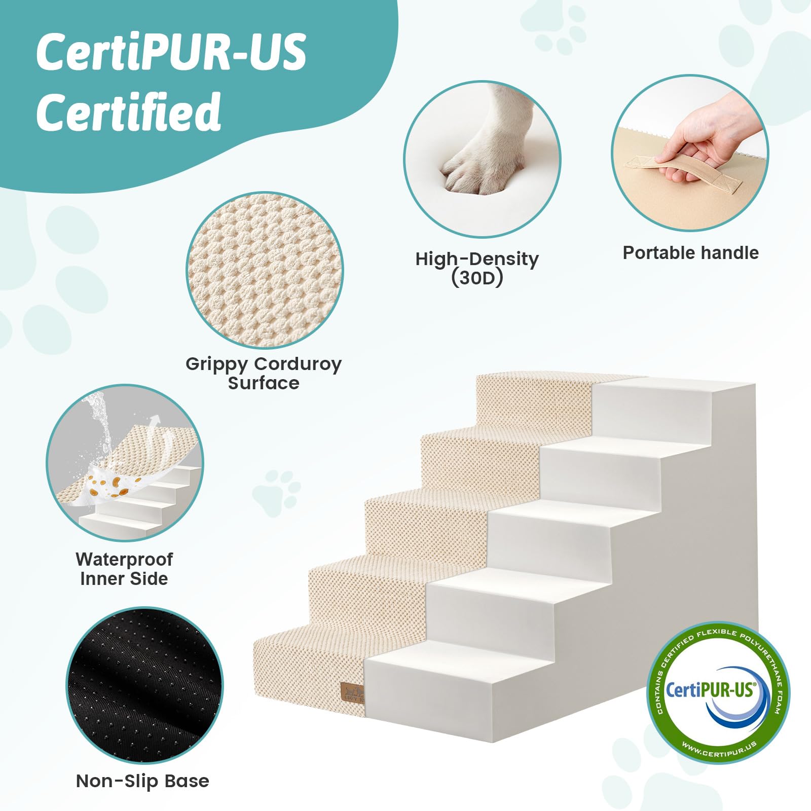 COZY KISS dog stairs removable cover with waterproof liner