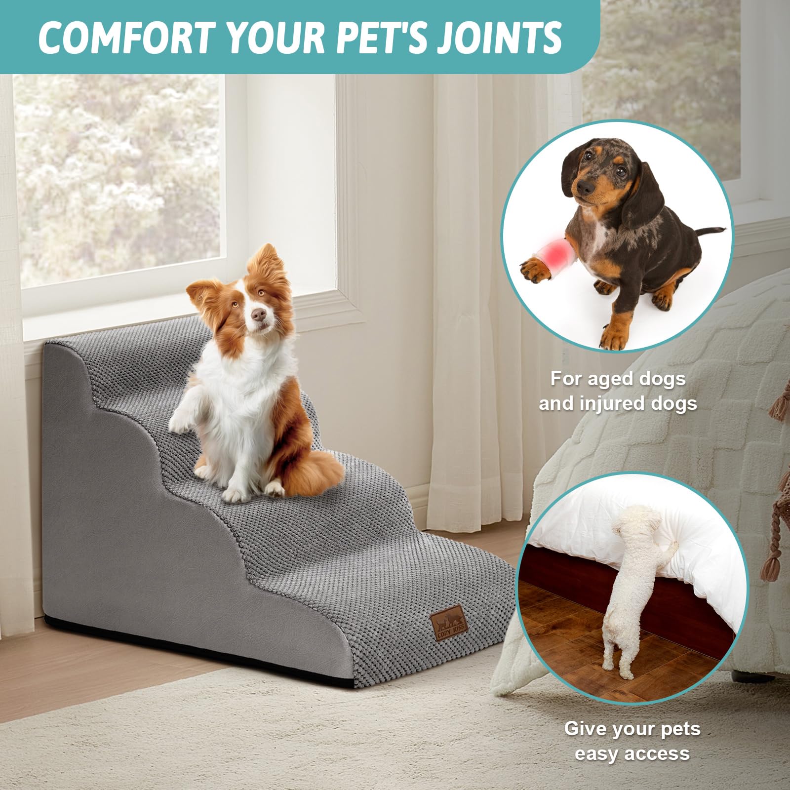 COZY KISS dog stairs removable washable cover for easy cleaning