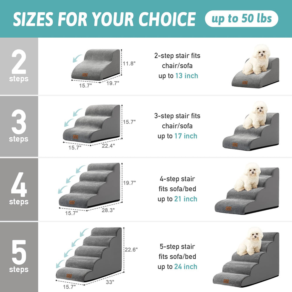 COZY KISS dog stairs with non-slip base for stable sofa access