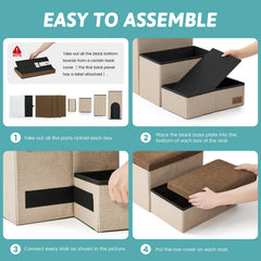 COZY KISS dog stairs with storage, folded for portable travel and compact storage