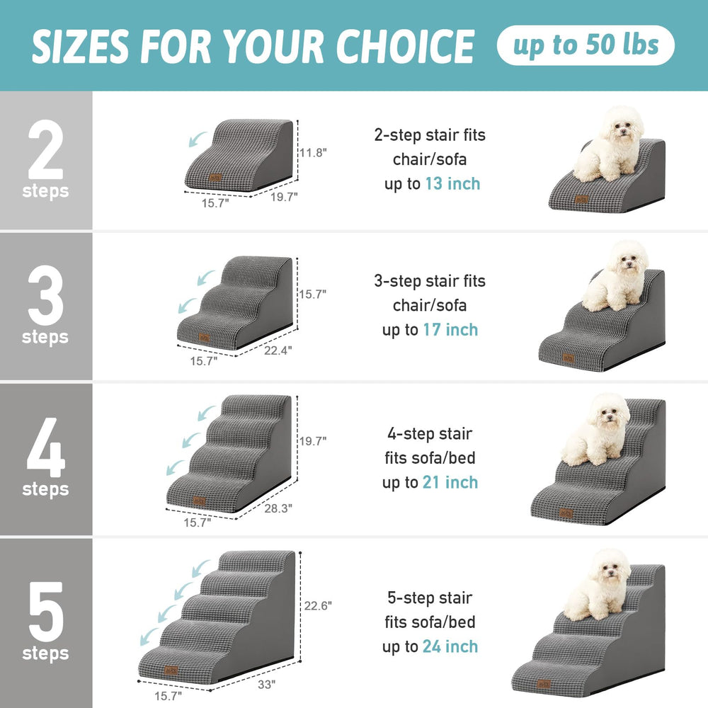 COZY KISS dog stairs top-view highlights compact footprint ideal for cluttered spaces.