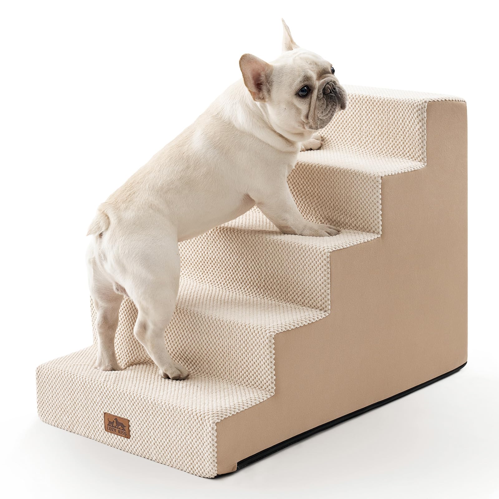 COZY KISS dog stairs with widened design provide safer climbs to high beds.