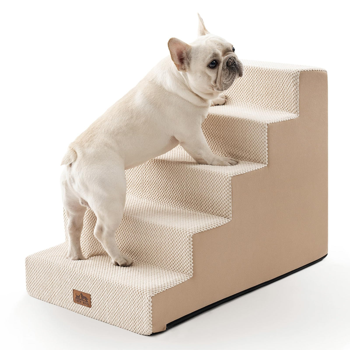 COZY KISS dog stairs with widened design provide safer climbs to high beds.