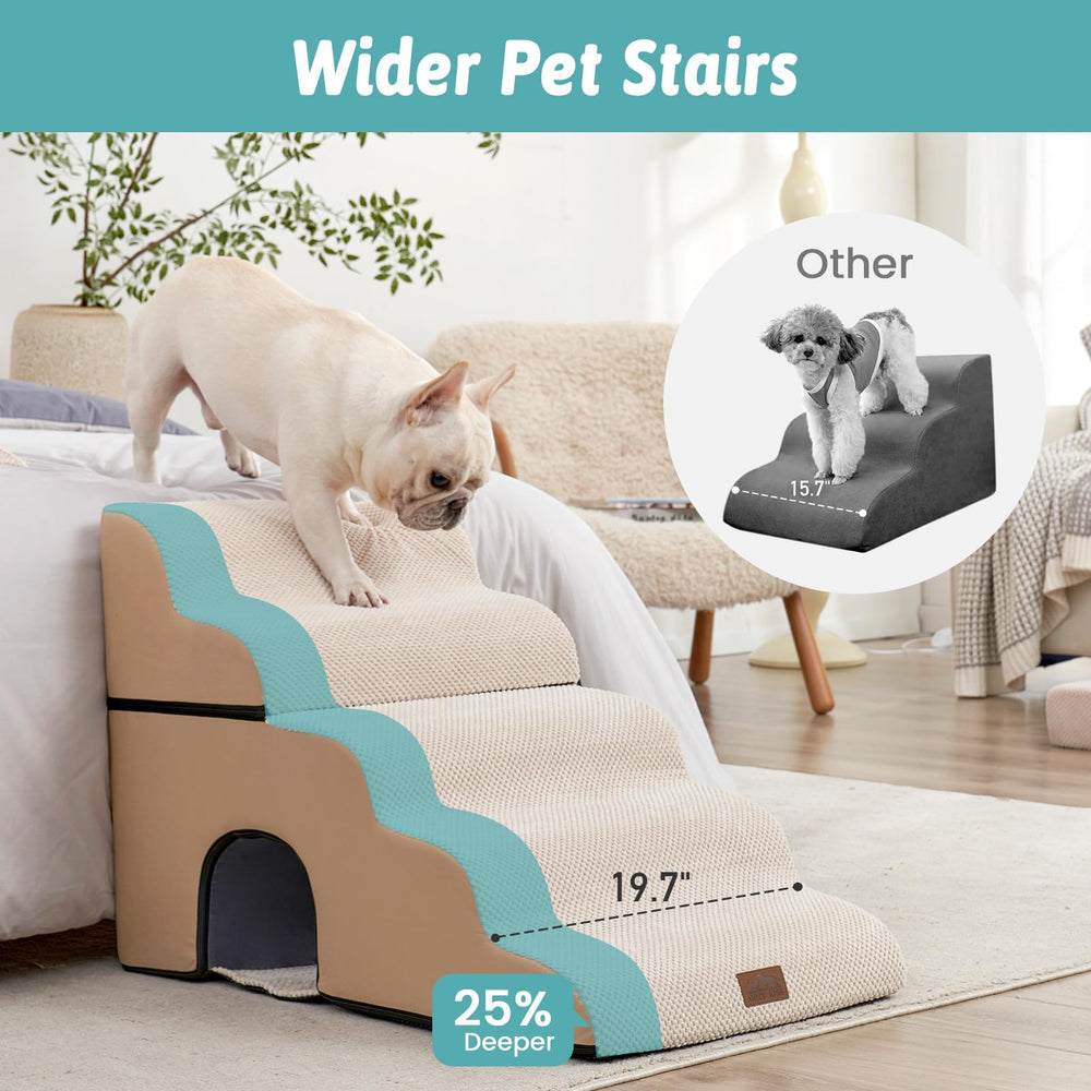 COZY KISS dog stairs with tunnel, side view, stable climb for cats and dogs