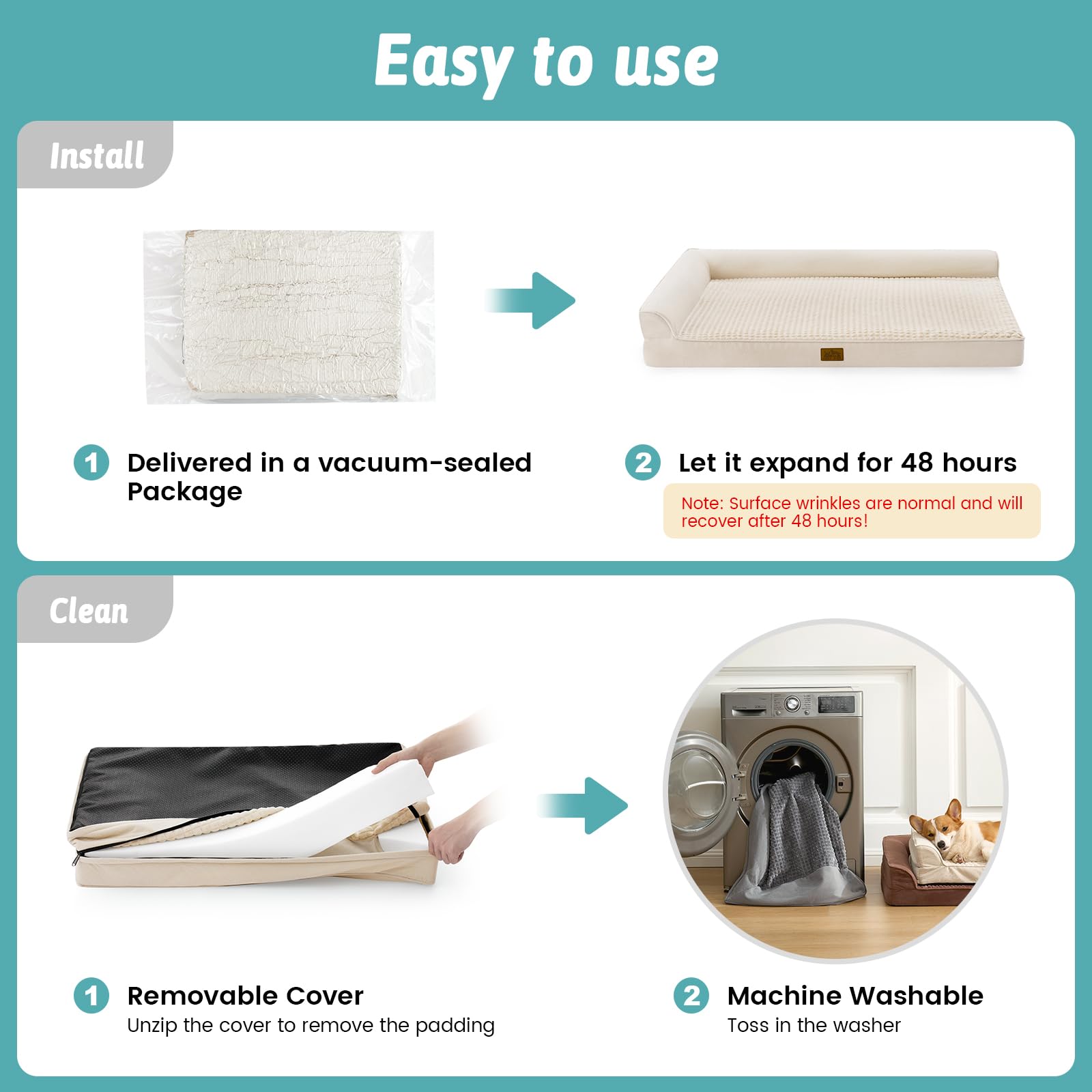 COZY KISS leak-proof inner lining protects foam from spills.