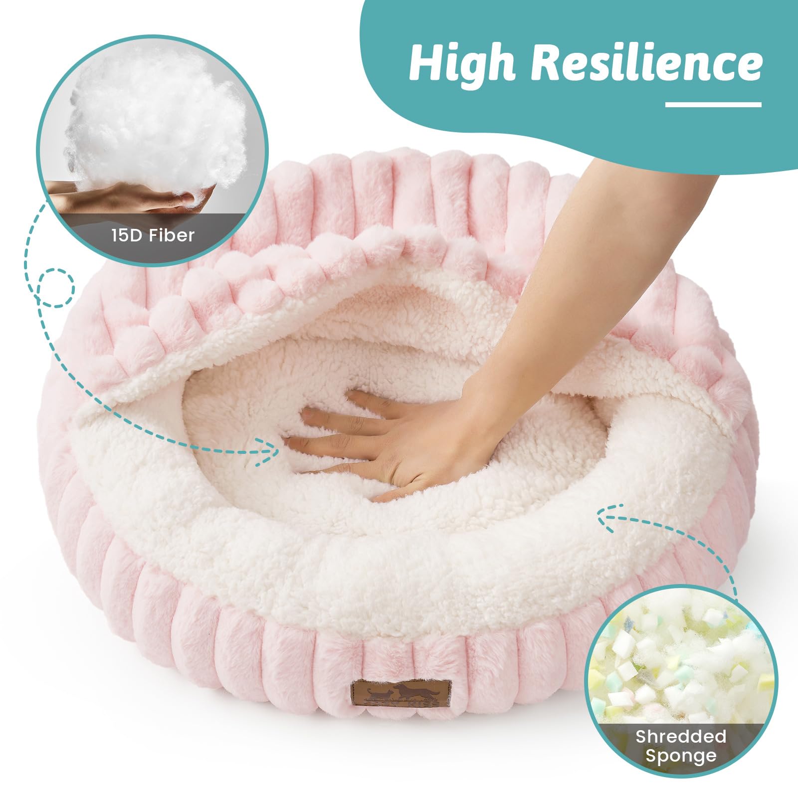 COZY KISS machine-washable faux fur for easy cleaning.