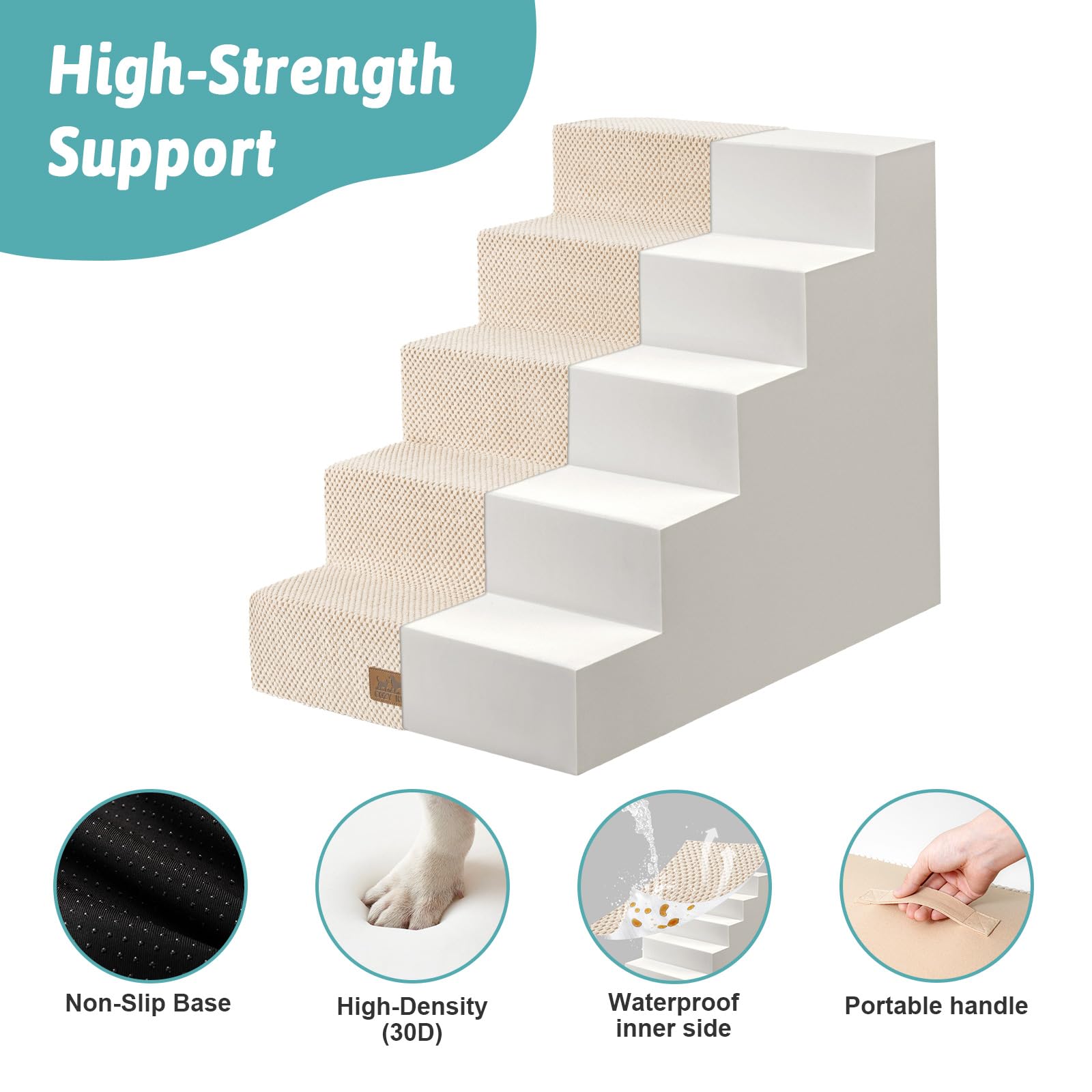 COZY KISS non-slip corduroy cover keeps stairs stable and comfy.