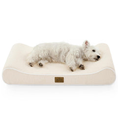 COZY KISS orthopedic dog bed beige boat-shaped front view with supportive edges for joints