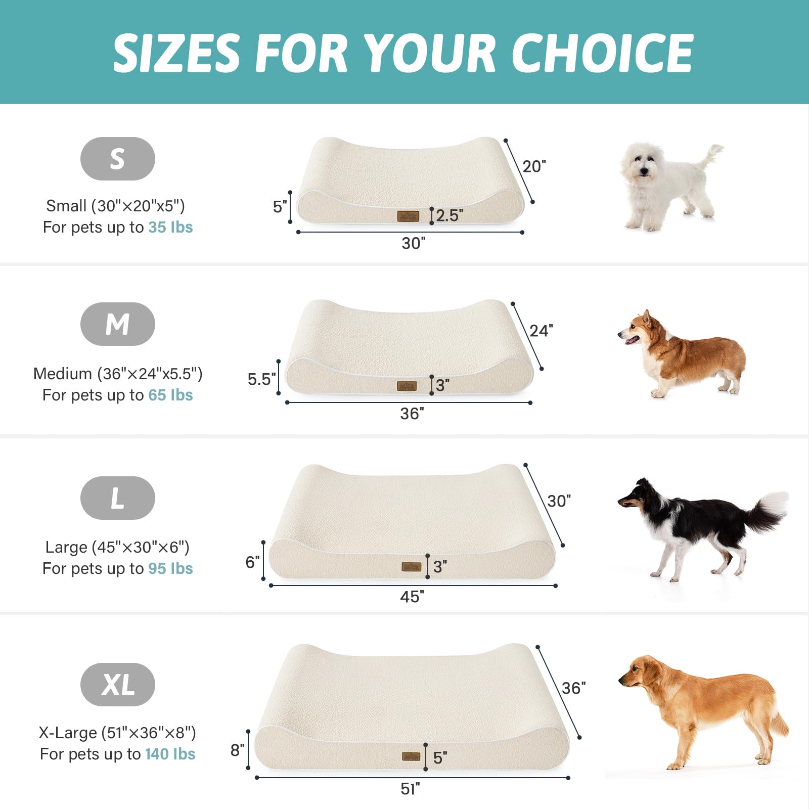 COZY KISS orthopedic bed beige boat-shaped side view showing plush surface and edge support