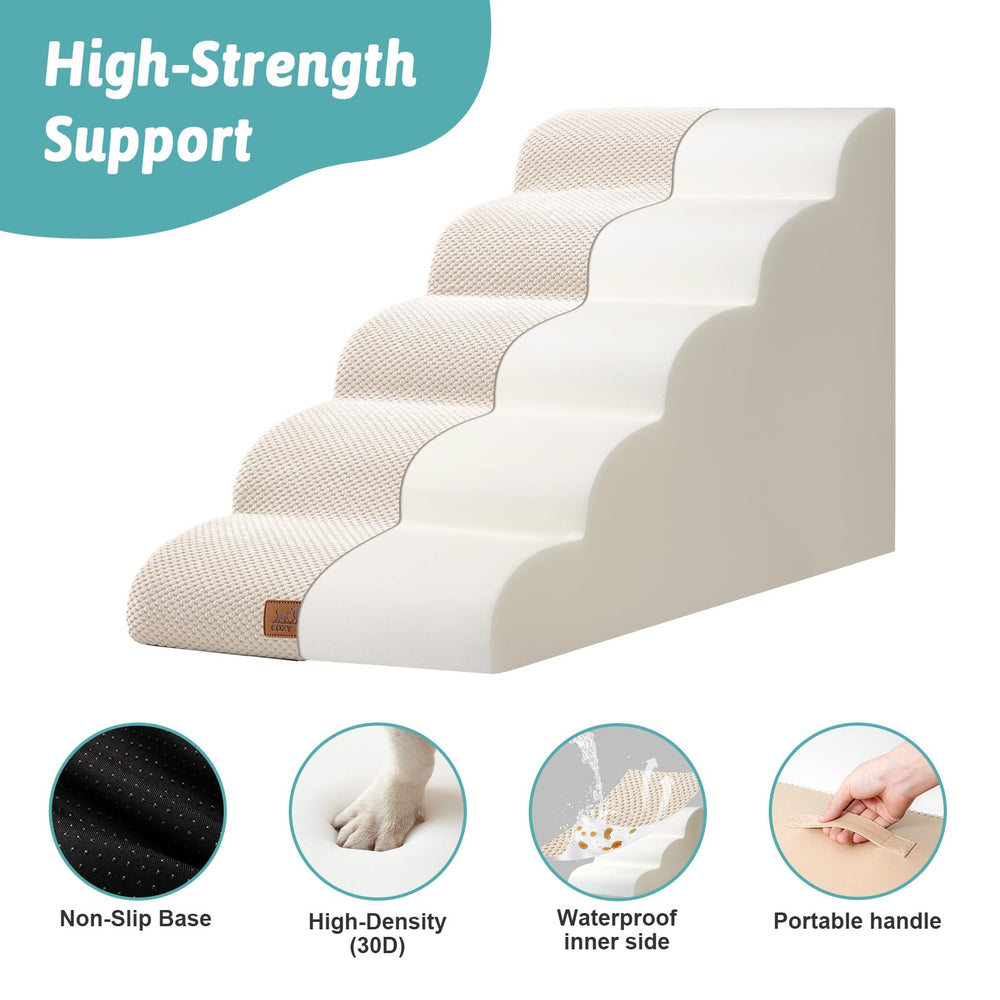 COZY KISS Wide Dog Stairs in car-use setup for easy entry and exit.