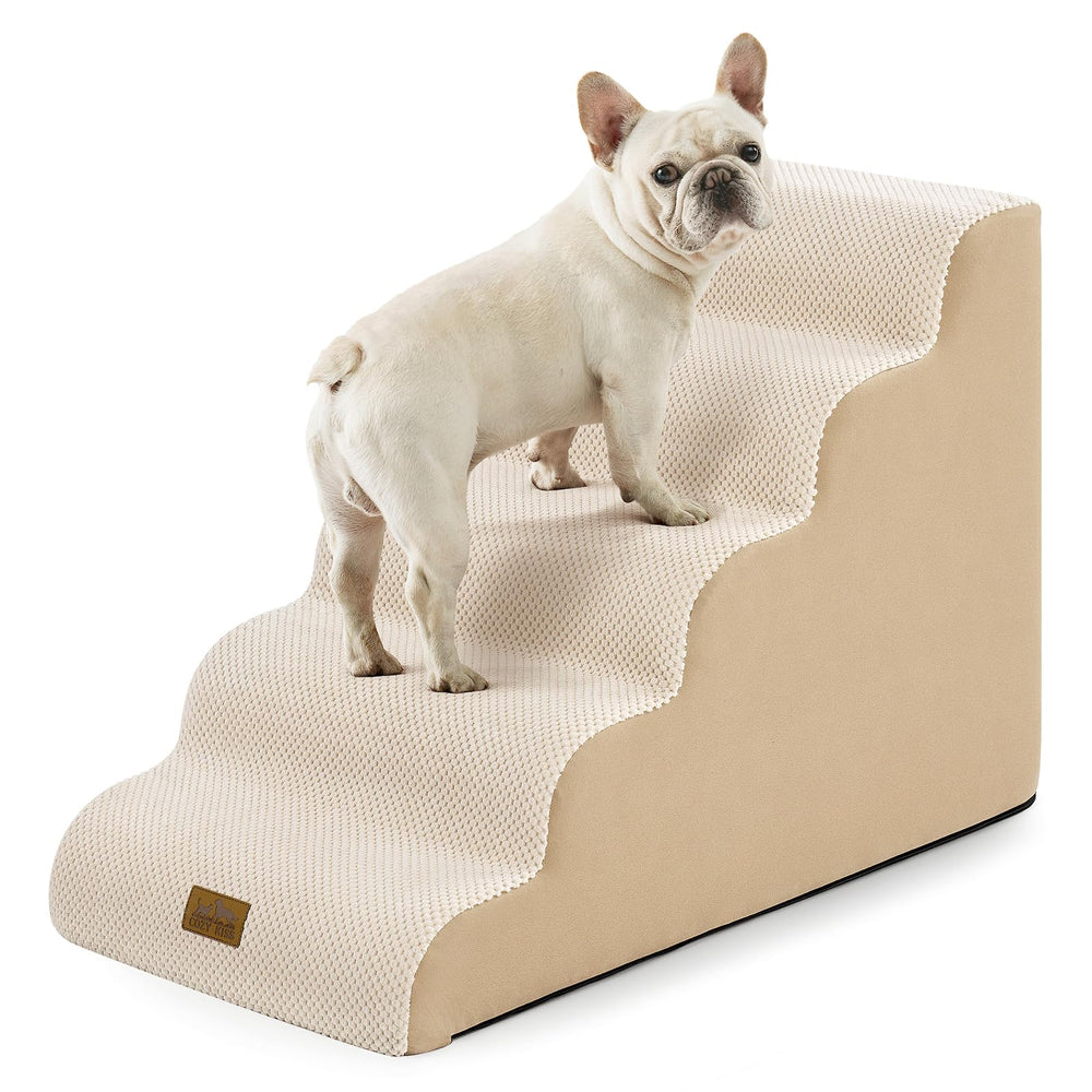 COZY KISS Wide Dog Stairs front view with broad steps for easy climbs.