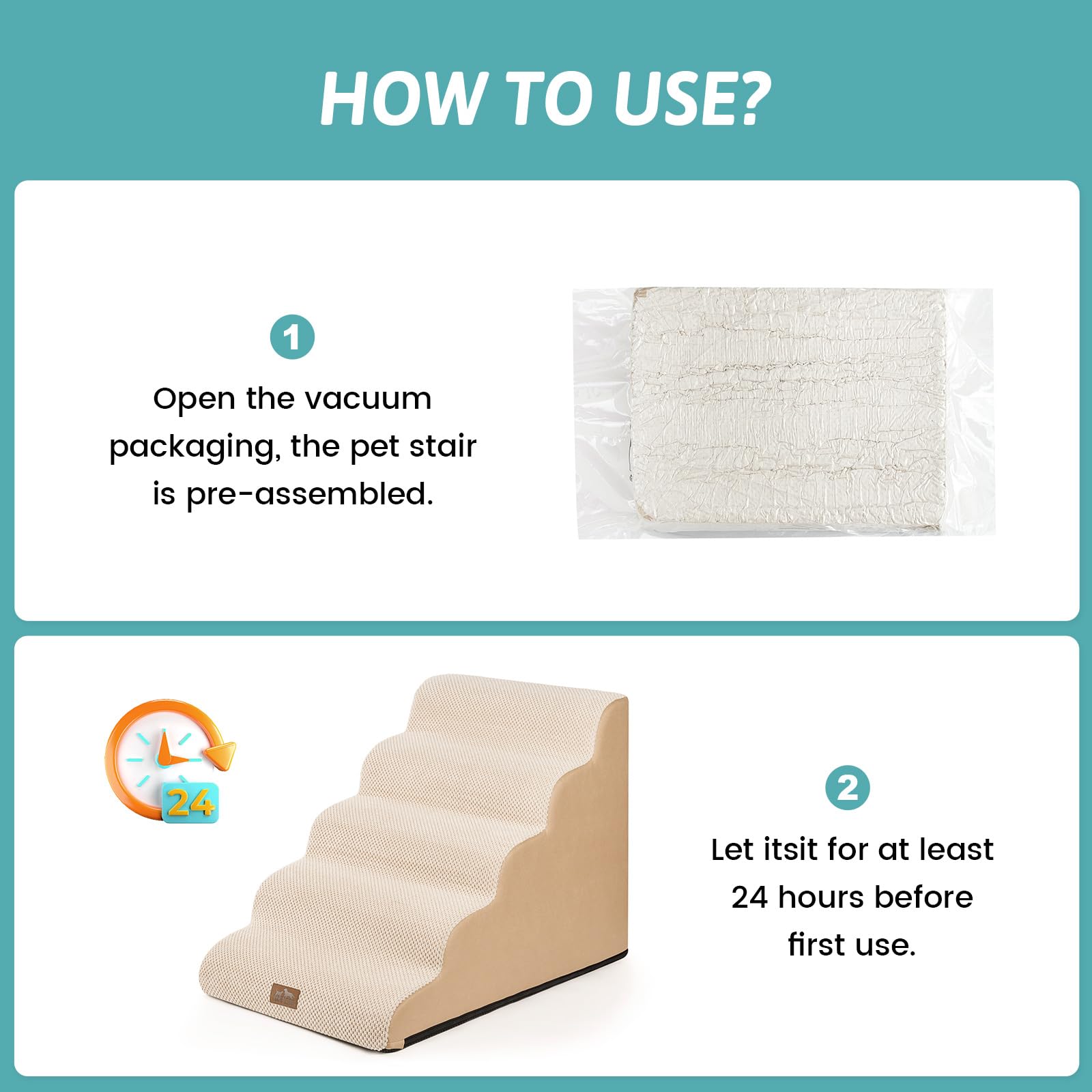 COZY KISS Wide Dog Stairs non-slip bottom ensuring stable placement.