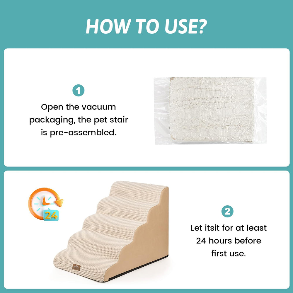 COZY KISS Wide Dog Stairs non-slip bottom ensuring stable placement.