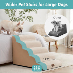 COZY KISS Wide Dog Stairs side view showing gentle ramp for mobility.