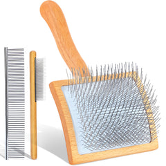 COZYGIFT slicker brush for dogs with large pins eases mats in long coats.
