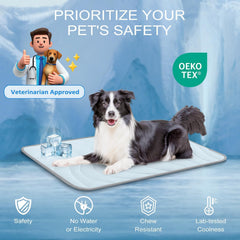 Cozyide dog cooling mat rolled for travel and portability.