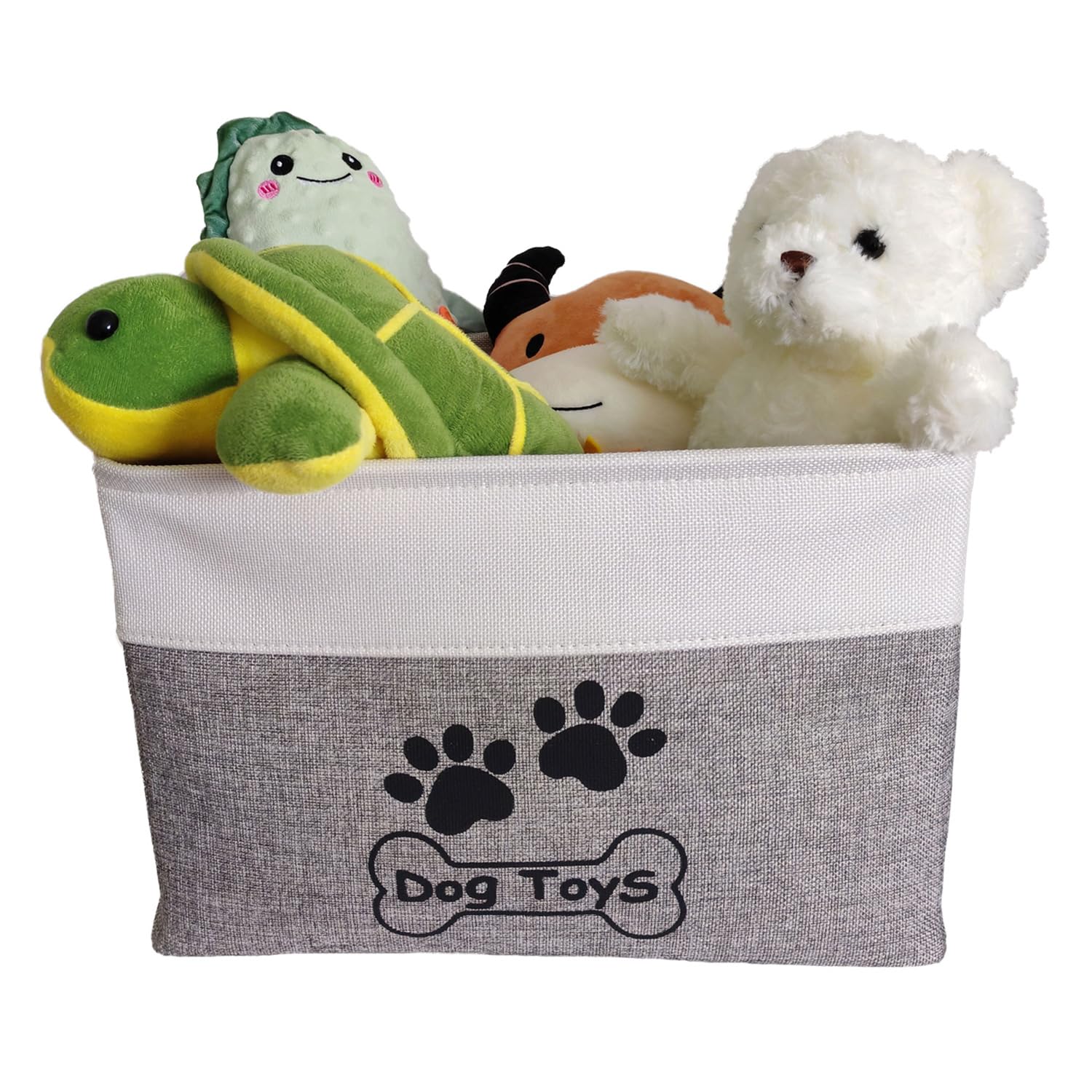cpakowlgoo dog toy bin with handles makes moving toys simple.