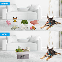 cpakowlgoo foldable dog toy bin for compact storage after playtime.