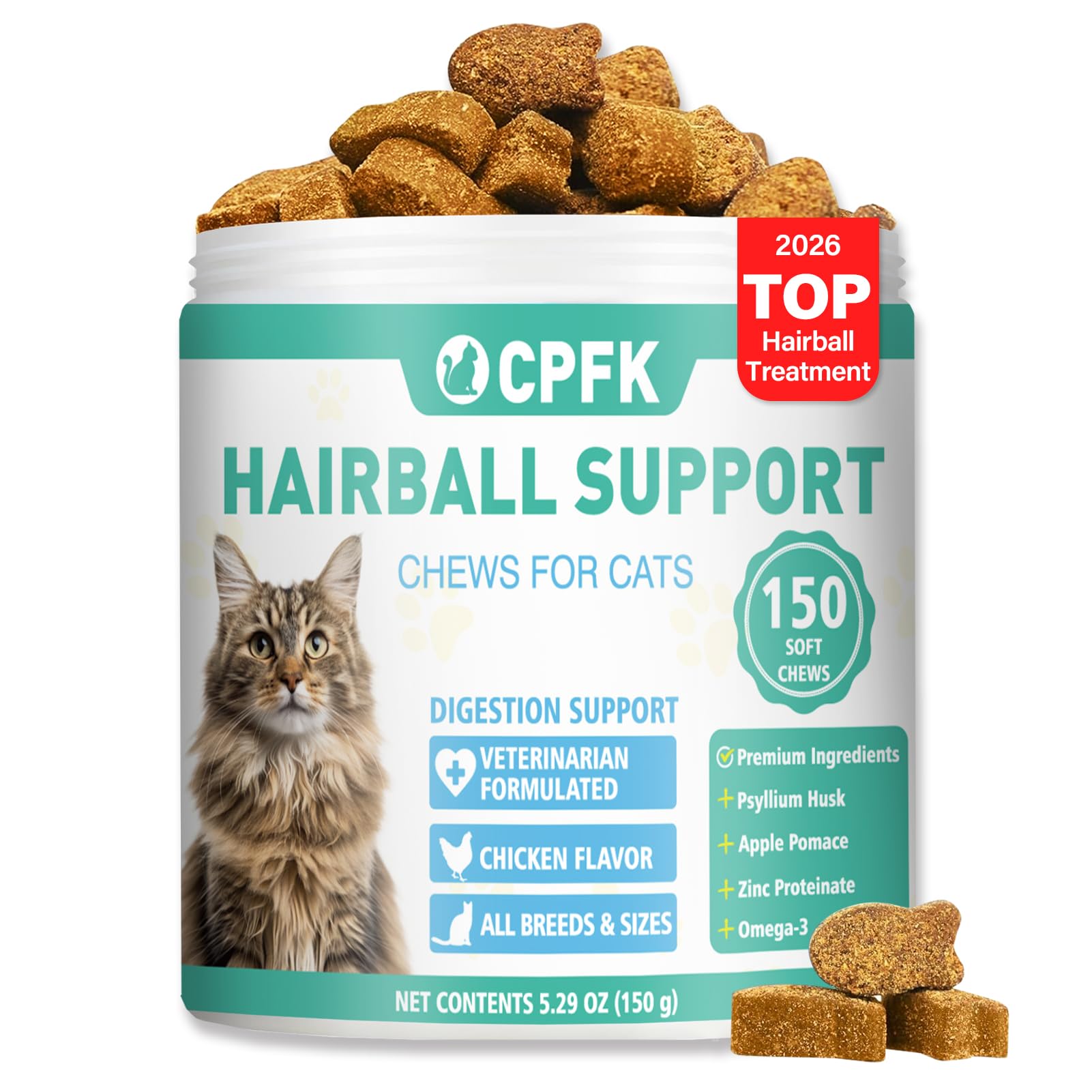 CPFK cat hairball remedy treats bottle-front promotes convenient feeding