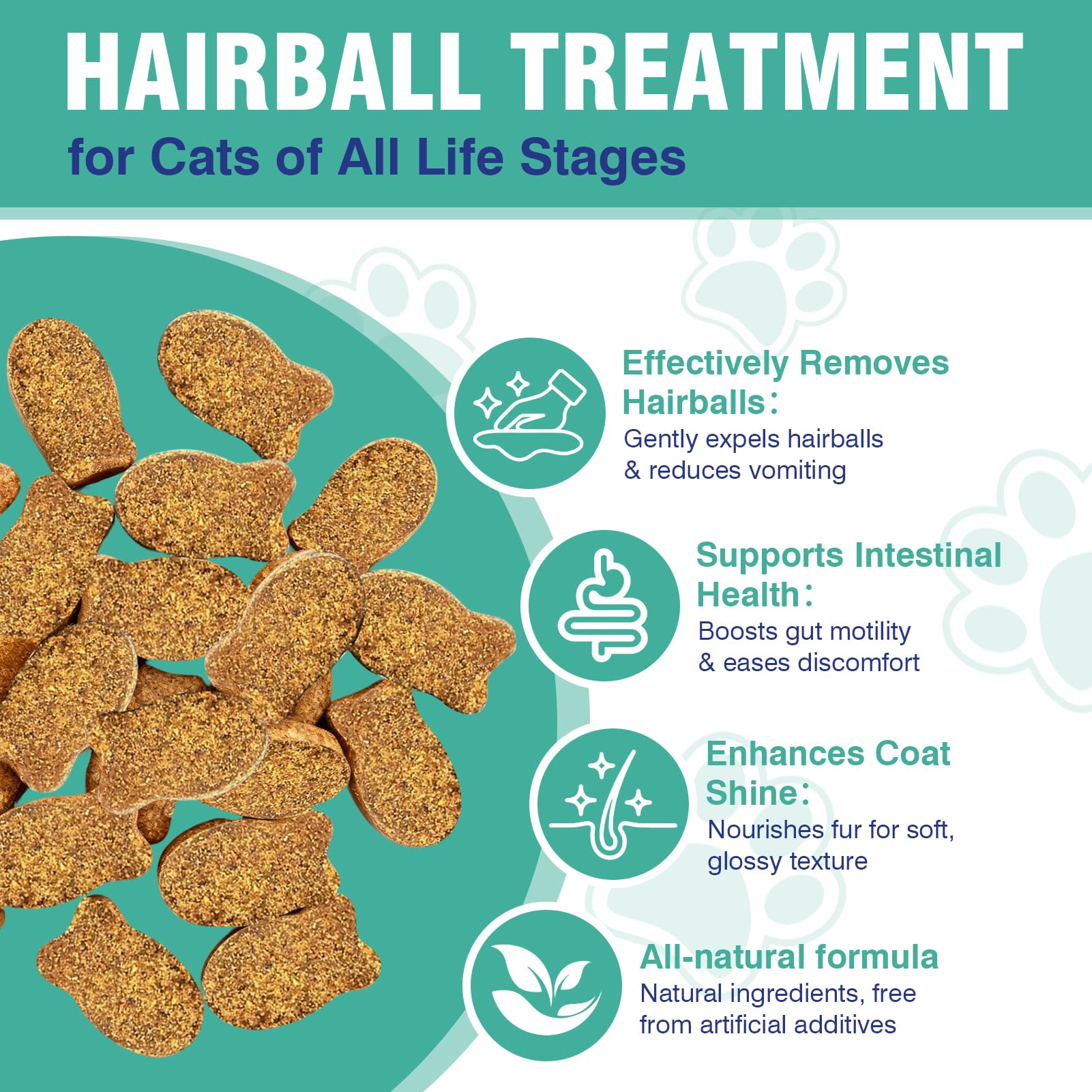CPFK cat hairball remedy treats label-closeup highlights ingredients and hairball management potential