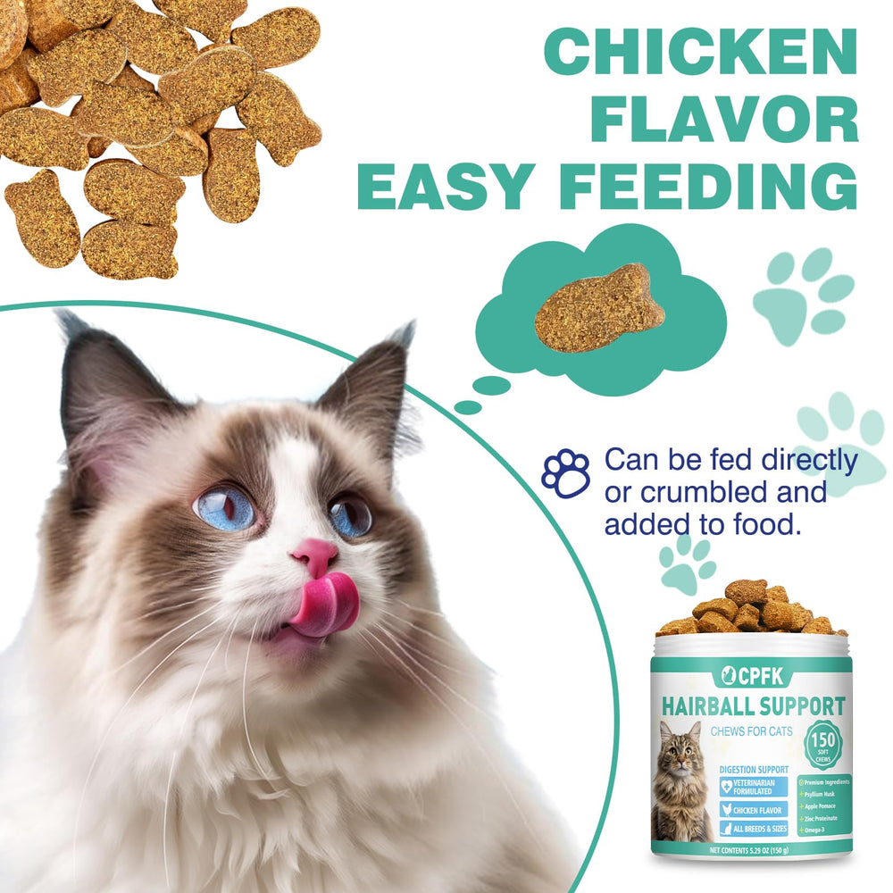 CPFK cat hairball remedy treats serving-scoop illustrates simple measuring for daily use