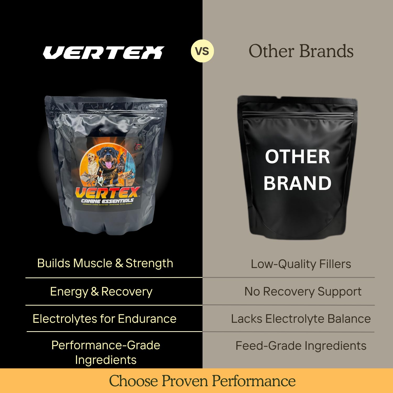 Pregnant or lactating dog benefiting from Vertex's breeding and milk support