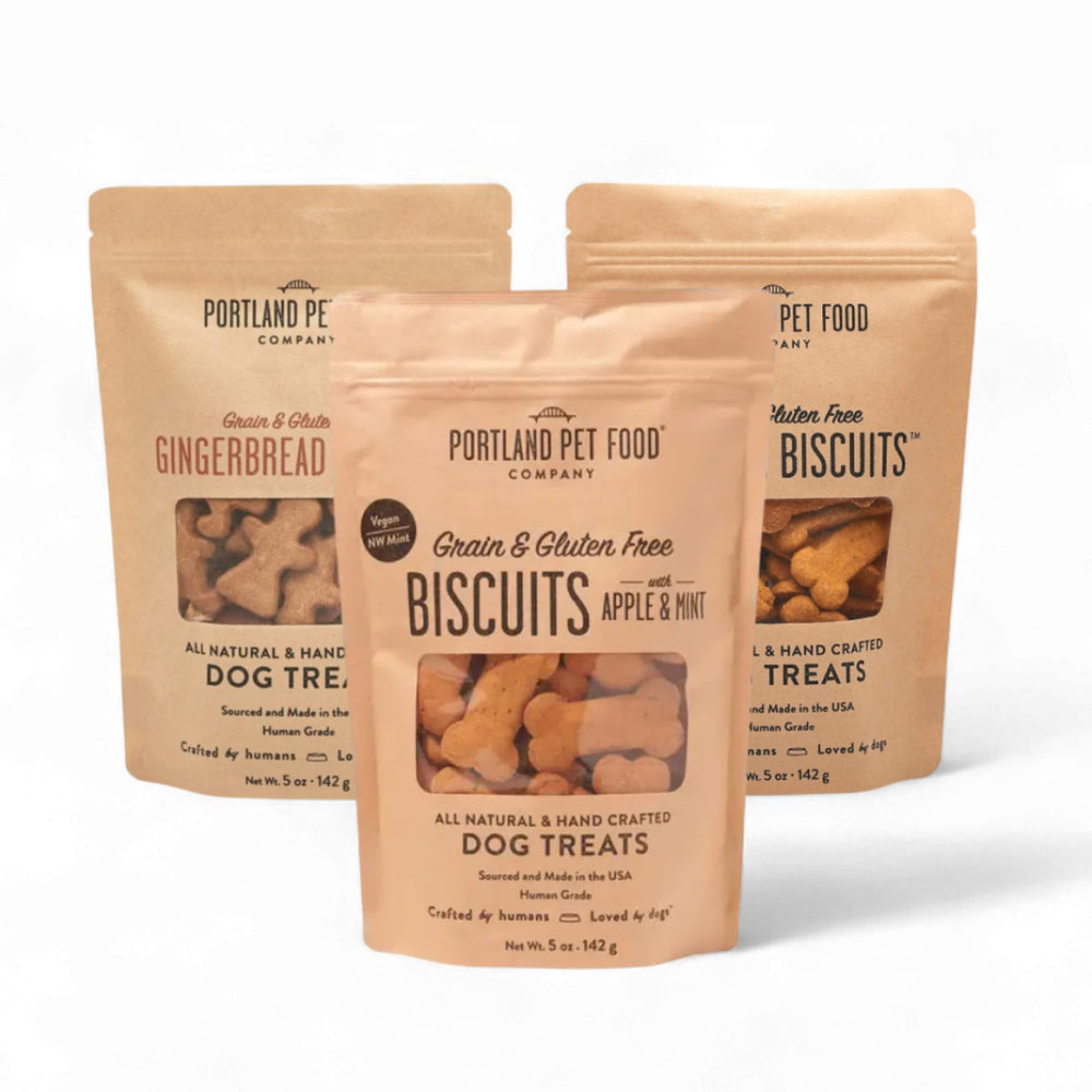 Crafted by Humans Apple Mint dog treats in pack, ideal for training rewards across sizes.