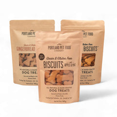 Crafted by Humans Apple Mint dog treats in pack, ideal for training rewards across sizes.