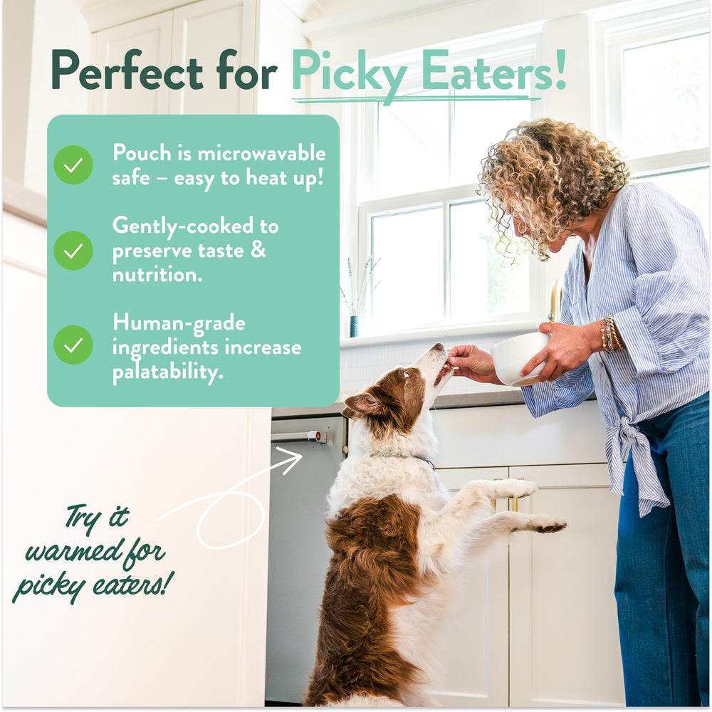 Crafted by Humans Loved by Dogs Chicken Yams pouch adds balanced nutrition