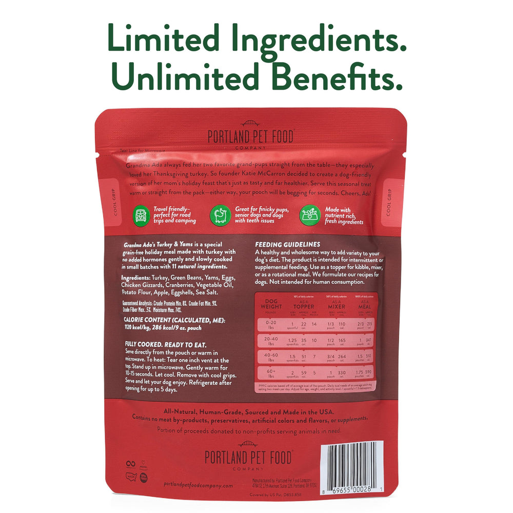 Crafted by Humans Loved by Dogs Portland pouch serving suggestion in bowl.