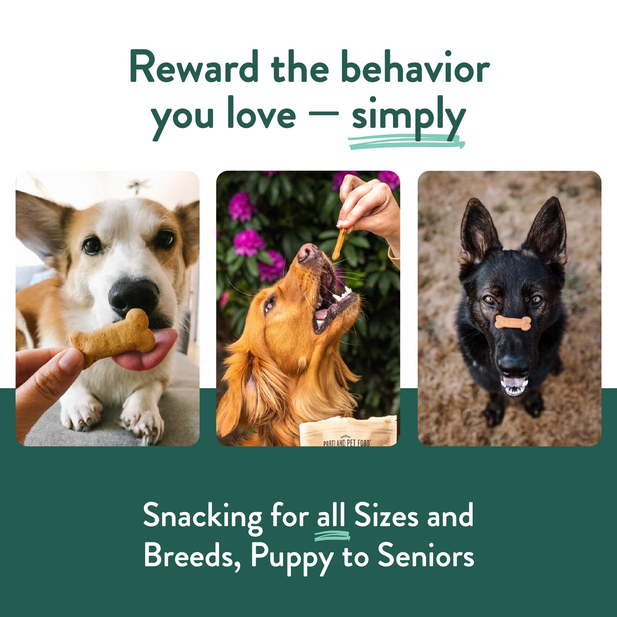 Crafted by Humans Training treats for dogs of all sizes and ages.